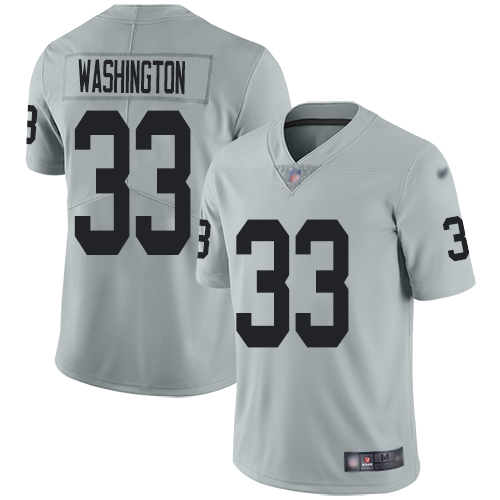 Men Oakland Raiders Limited Silver DeAndre Washington Jersey NFL Football 33 Inverted Legend Jersey